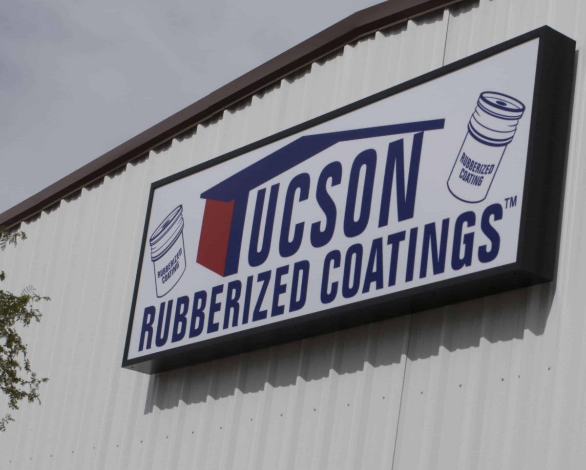 Tucson Rubberized Coatings Sign -- aluminum roof coatings -- driveway sealed -- cool roofs